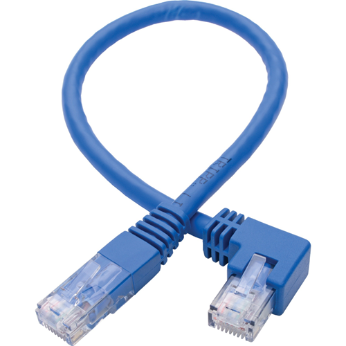 Tripp Lite Left-Angle Cat6 UTP Patch Cable (RJ45) - 1 ft., M/M, Gigabit, Molded, Blue