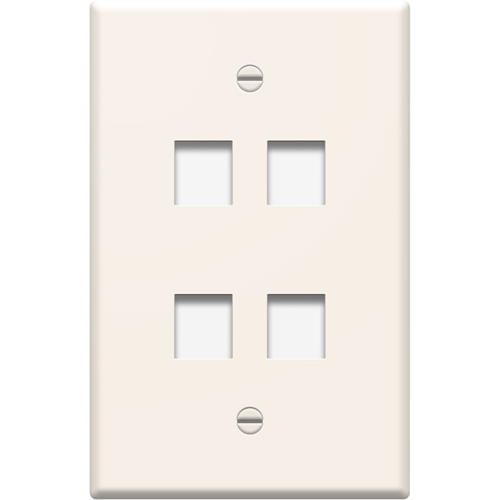 Legrand-On-Q Single Gang Oversized Wall Plate, 4-Port, Light Almond