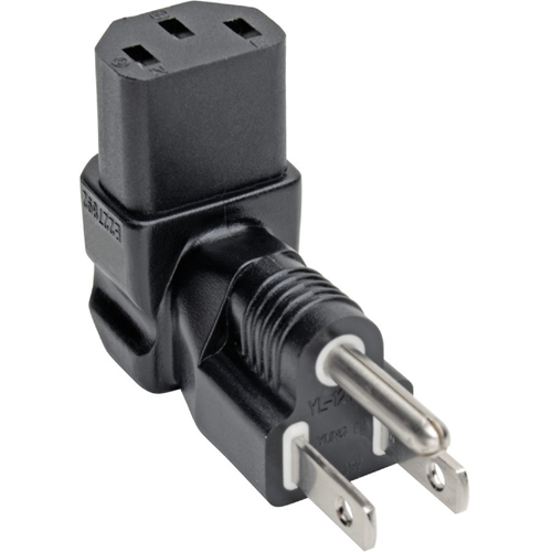 Tripp Lite Down-Angled NEMA 5-15P to C13 Power Cord Adapter - 10A, 125V, Black