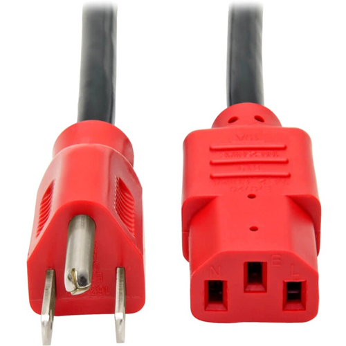 Tripp Lite 4ft Computer Power Cord Cable 5-15P to C13 Red 10A 18AWG 4'