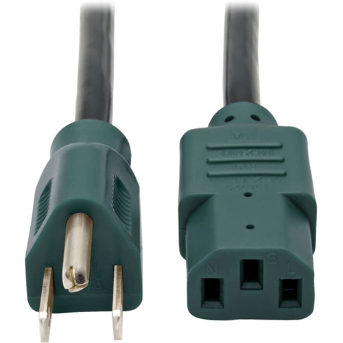 Tripp Lite 4ft Computer Power Cord Cable 5-15P to C13 Green 10A 18AWG 4'