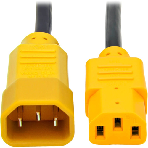 Tripp Lite 4ft Computer Power Cord Extension Cable C14 to C13 Yellow 10A 18AWG 4'