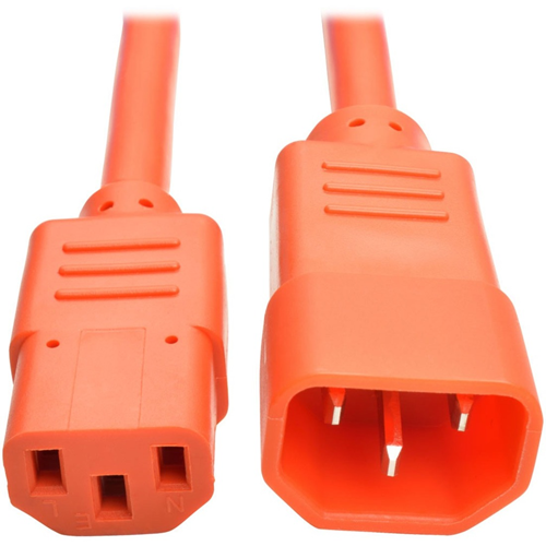 Tripp Lite 2ft Heavy Duty Power Extension Cord 15A 14 AWG C14 C13 Orange 2'