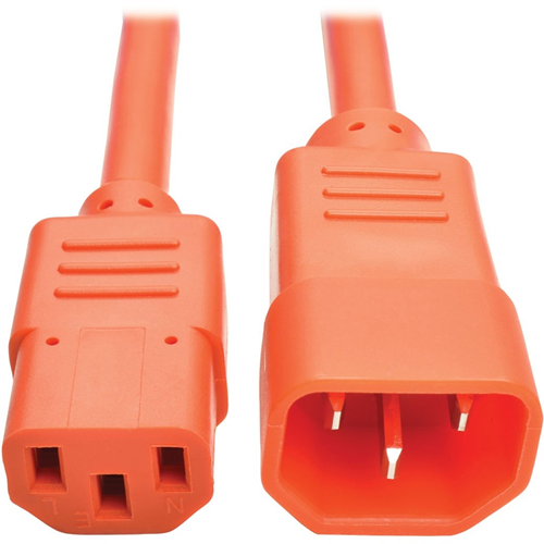 Tripp Lite 3ft Computer Power Extension Cord 10A 18 AWG C14 C13 Orange 3'