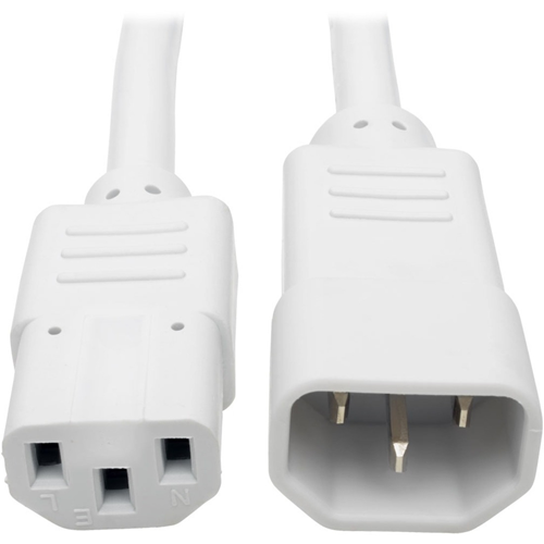 Tripp Lite 2ft Computer Power Extension Cord 10A 18 AWG C14 to C13 White 2'