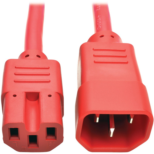 Tripp Lite 2ft Heavy Duty Power Extension Cord 15A 14 AWG C14 C15 Red 2'