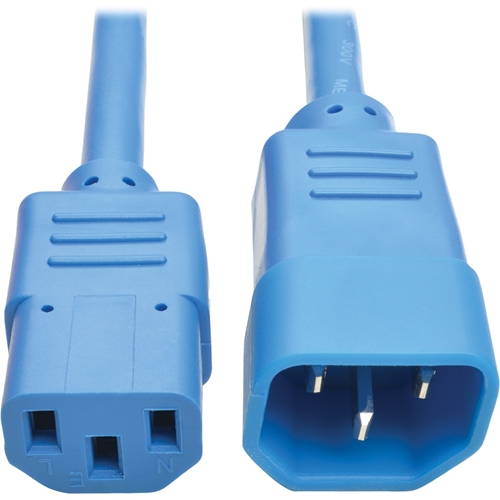 Tripp Lite 2ft Heavy Duty Power Extension Cord 15A 14 AWG C14 C13 Blue 2'