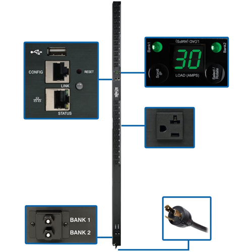 Tripp Lite PDU Monitored 2.9kW 120V 24 5-15/20R 30A LX Platform 0URM TAA