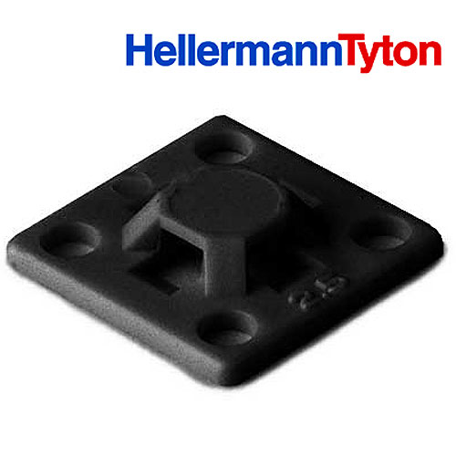 HellermannTyton MB25A0C2 Cable Tie Mnt Blk T18 Adhsv 100pk