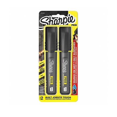 Sharpie PRO 7D-2018330 Chisel Tip Permanent Marker, Black, 2 package