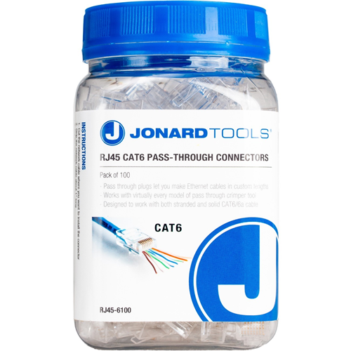 Jonard Tools RJ45 CAT6 Pass-Through Connectors (Pack of 50)