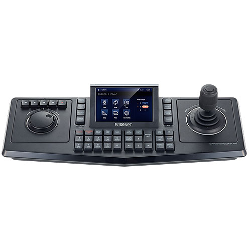 Hanwha SQ-SPC7000 System Control Keyboard, IP System Keyboard Controller, Touch Screen TFT LCD, Interchangeable 3D Joystick & Jog Shuttle