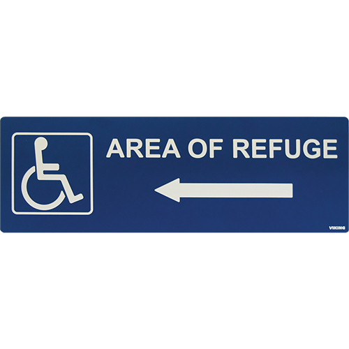 Area Of Refuge Sign Left Arrow Blue