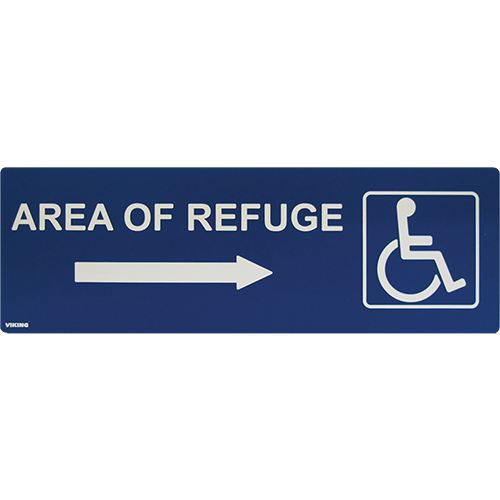 Area Of Refuge Sign Right Arrow Blue