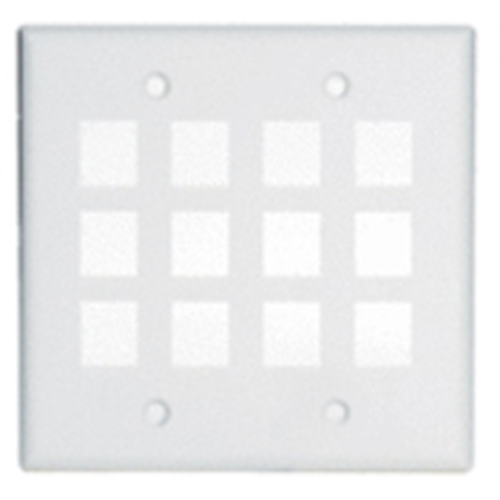 Legrand-On-Q 2-Gang, 12-Port Wall Plate, Light Almond