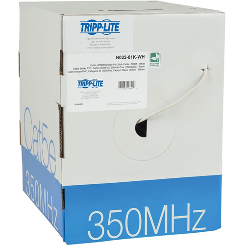 Tripp Lite 1000ft PVC CMR CAT5E CAT5 SOLID UTP BULK CABLE WHITE 1000'