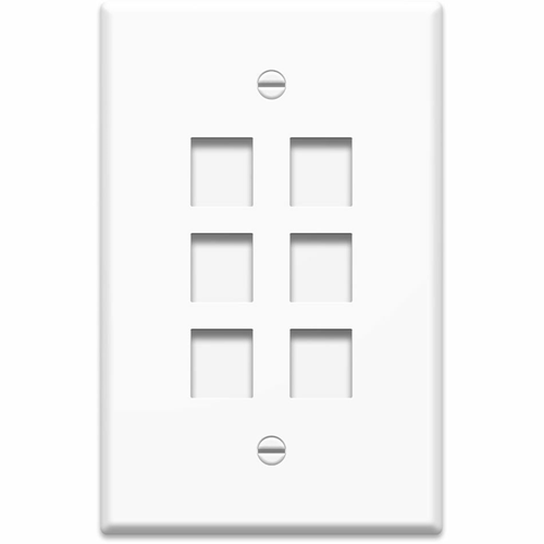 Legrand-On-Q Single Gang Oversized Wall Plate, 6-Port, White