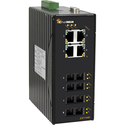 EtherWAN 4-port 10/100BASE-TX + 4-port 100BASE-FX Hardened Managed Ethernet Switch