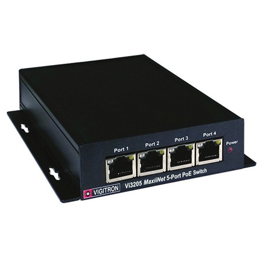 Vigitron MaxiiNet 5-port PoE Powered Layer 2 PoE Switch w/ Extended Coax Uplink