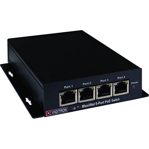 Vigitron MaxiiNet 5-port 60W PoE Powered PoE Switch w/ Extended UTP Uplink