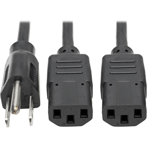 Tripp Lite Dual IEC Power Cord Splitter Cable 5-15P to 2x IEC-320 C13 18in