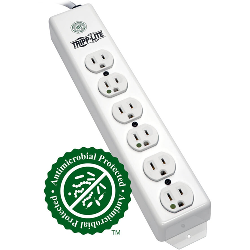 Tripp Lite Safe-IT Power Strip Hospital Medical Antimicrobial 120V 5-15R-HG 6 Outlet 1.5' Cord Metal