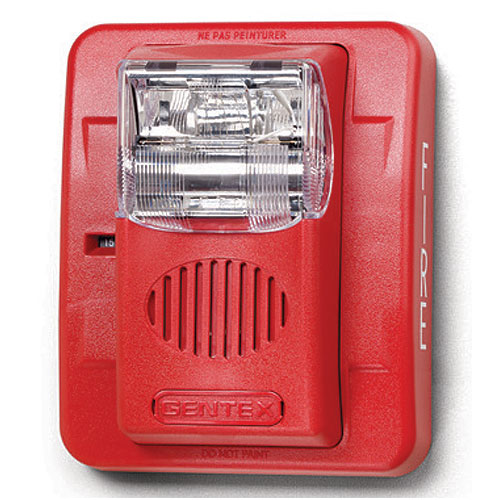 Gentex GEC324PWR GEC3 24VDC Selectable Candela, Low Profile Evacuation Horn/Strobe, Plain (No Lettering), Red