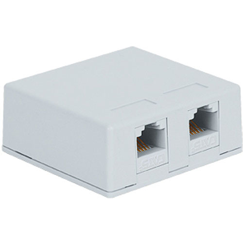 ICC IC625S52WH Surface Mount Box Keystone Jack with 2 CAT5e in 8P8C for EZ, White