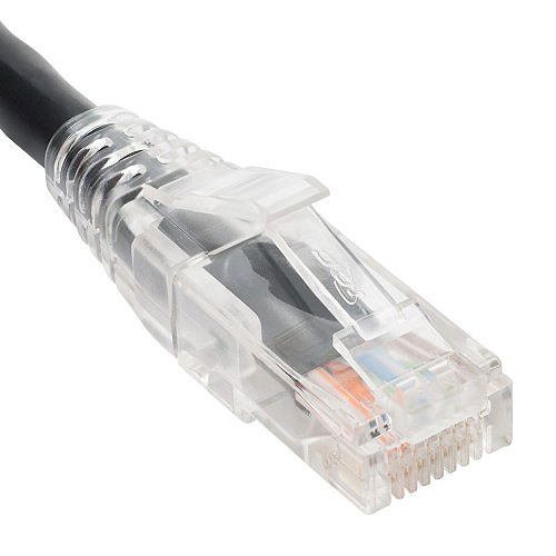 ICC ICPCST01BK Patch Cord, CAT6, Clear Boot, 1ft Black Low Profile