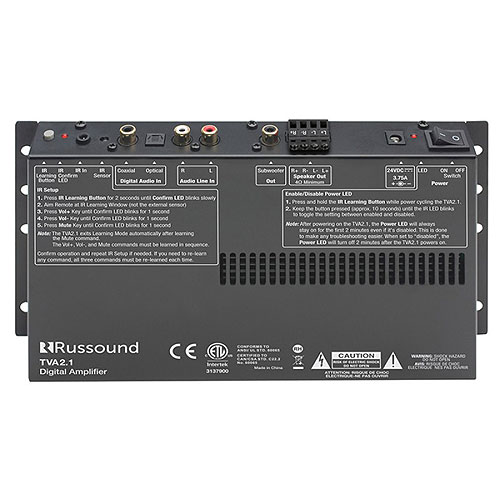 Russound TVA2.1 Digital Two-Channel TV Amplifier with IR Learning and Sub Out