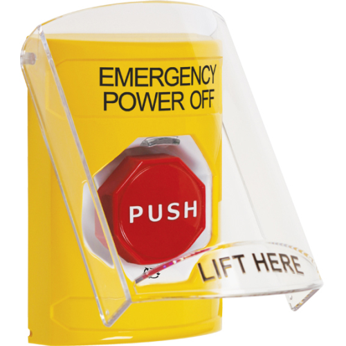 Safety Technology Stopper Station W/Shield, Yellow, Turn-To-Reset I