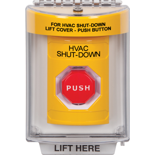 Safety Technology Yllw Bttn, 13010 Cvr, Ktr, Hvac Shut-Down Label