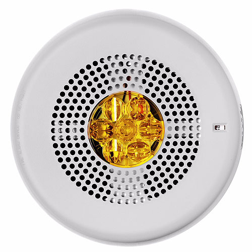 Eaton ELSPSTWC-NA Eluxa LED High Fidelity Speaker Strobe, White, Ceiling, 24VDC, 15/30/75/110/150/177CD, No Lettering, Amber Lens