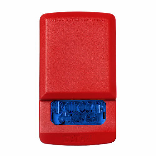 Eaton ELSTR-NB Eluxa LED Strobe, Red, Wall, 24V,5/10/20/30/40/50, No Lettering, Blue Lens