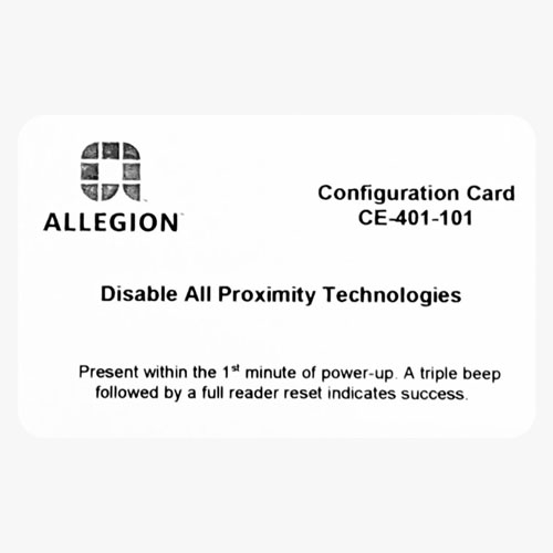 Allegion Schlage CTE Disable Prox MTB MT 485 Configuration Card CE 401-101