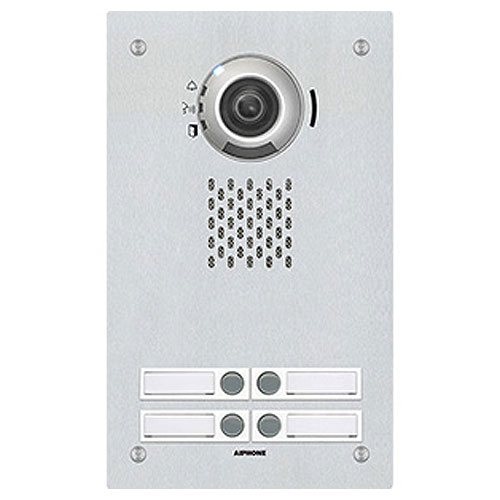 Aiphone IX-DVF-4 IP Video Door Station, 4 Call Buttons, SIP Compatible, Vandal Resistant, Flush Mount, Stainless Steel