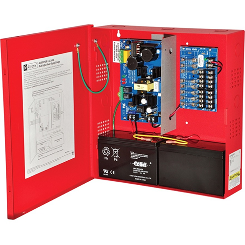 Altronix 8 Fused Outputs Power Supply/Charger. 12/24VDC @ 6A. Red Enclosure & Transformer