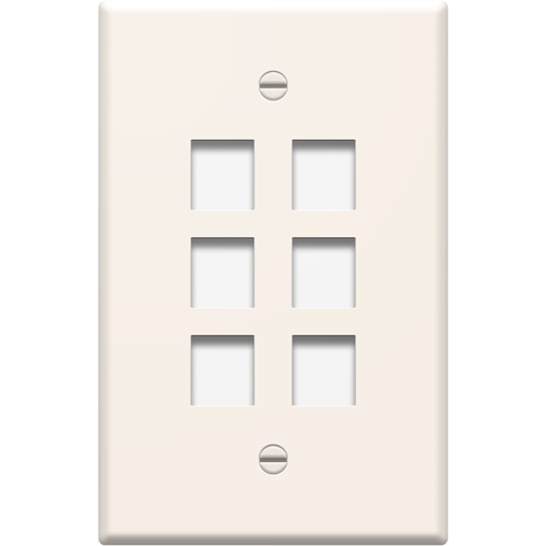 Legrand-On-Q Single Gang Oversized Wall Plate, 6-Port, Light Almond