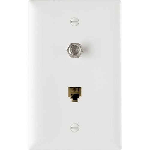 Pass & Seymour Dual 1 GHz F-Type and 1 Phone Line (4P4C) Wall Plate, (M10)