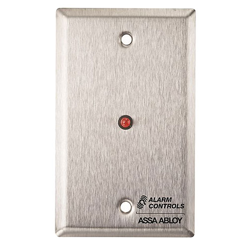 Alarm Controls RP-28LBLUE Single Gang Plate with 1/2in Blue LED 12VDC, Stainless Steal