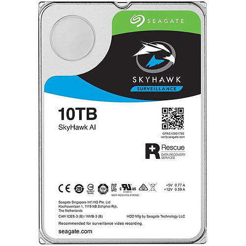 Seagate ST10000VE008 Skyhawk 3.5 Hard Drive, 10TB, SATA 6Gb/s
