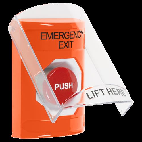 Safety Technology Orange Momentary Ss W/Shield-Emergency Exit-Eng