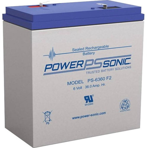 Power Sonic 6v 36ah Rechargeable SLA Battery F2