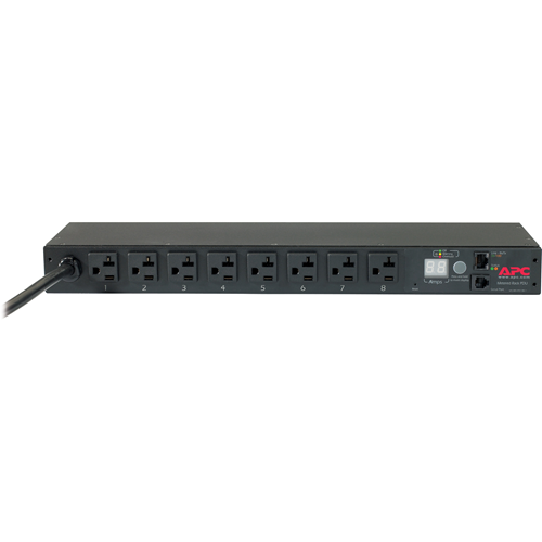 Schneider Electric Rack PDU, Metered, 1U, 20A, 120V, (8) 5-20