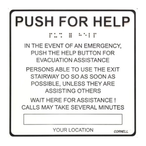Cornell SN-C48 Sign, Instructions, Luminescent, Push for Help 8