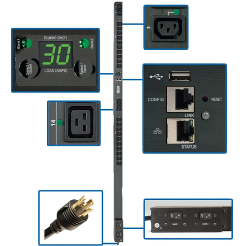 Tripp Lite PDU Switched 208V / 240V 30A 4 C19; 20 C13 LX Platform Vertical 0URM TAA