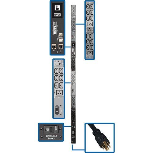 Tripp Lite 3-Phase PDU Monitored 8.6kW 208/120V 36 C13; 6 C19; 3 5-15/20R