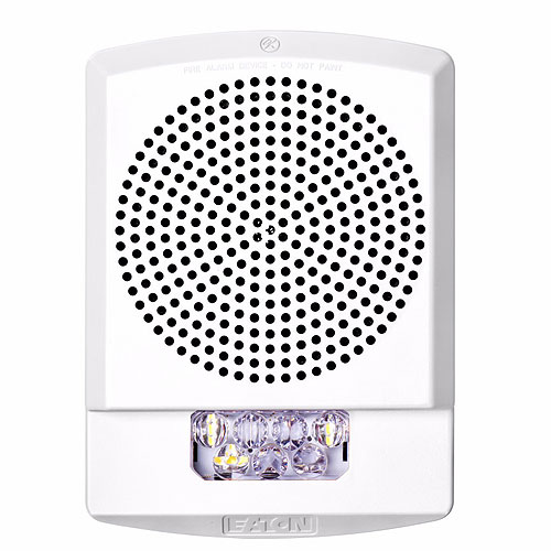 Eaton Eluxa ELFHSW Low Frequency Sounder Strobe, Wall, White, FIRE, 110/177 cd, 24V, Indoor