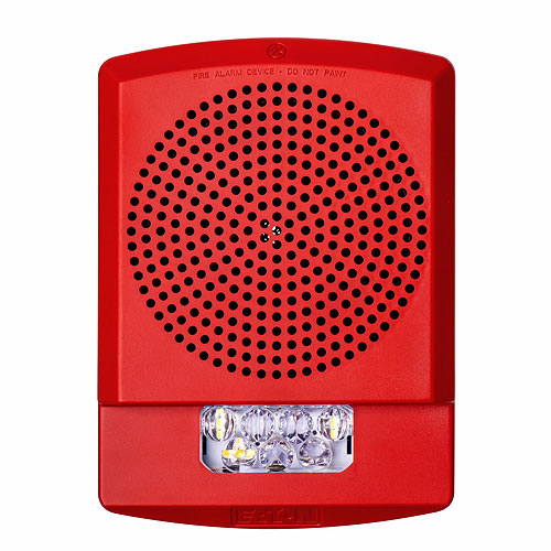 Eaton Eluxa ELFHSR Low Frequency Sounder Strobe, Wall, Red, FIRE, 110/177 cd, 24V, Indoor