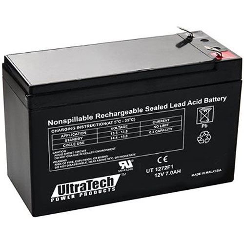 UltraTech IM-1272F1 12 Volt 7.2 Ah Sealed Lead Acid Battery - F1 Terminal (Replaces IM-1270)